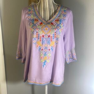 Vakakado Lavender Embroidered Blouse